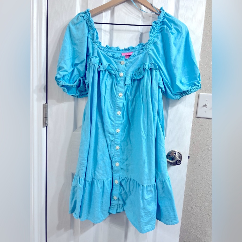 Stoney Clover Lane x Target Blue Ruffle Linen Dress